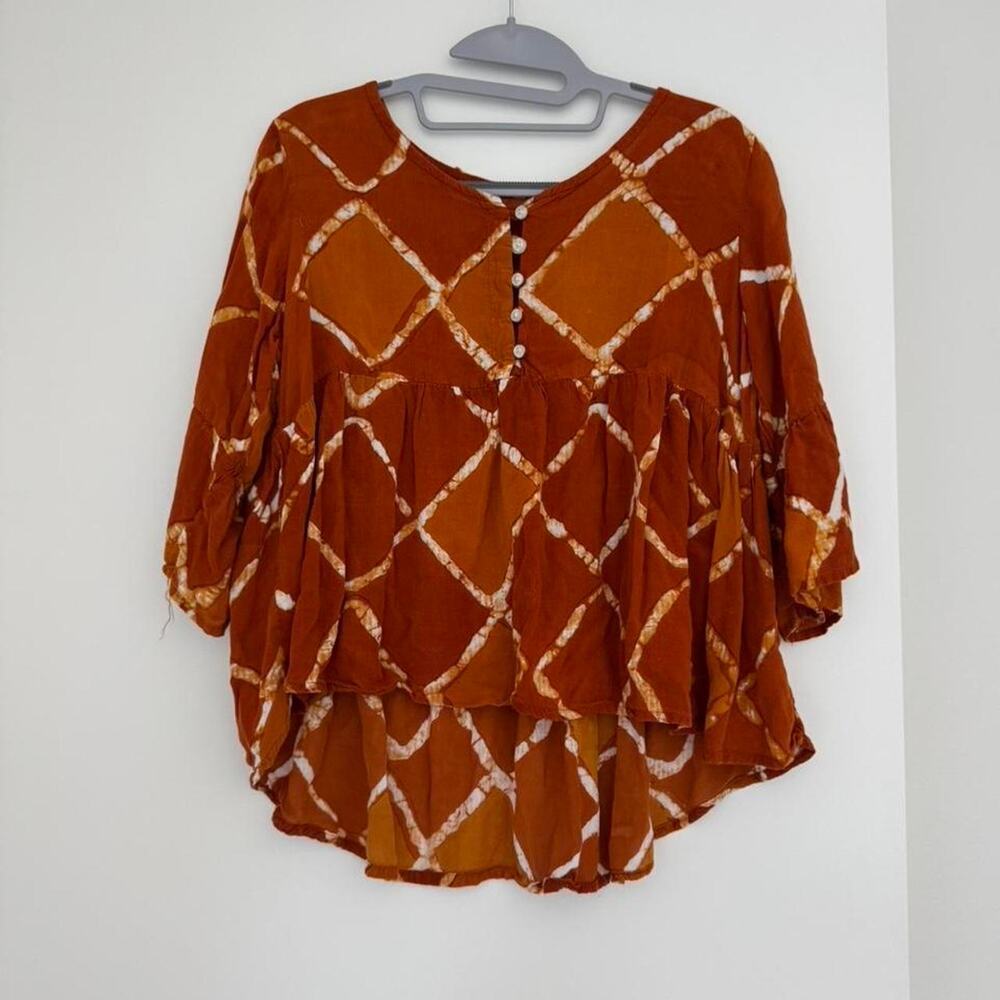 Supedry rust tie dye boho blouse - Picture 4 of 7